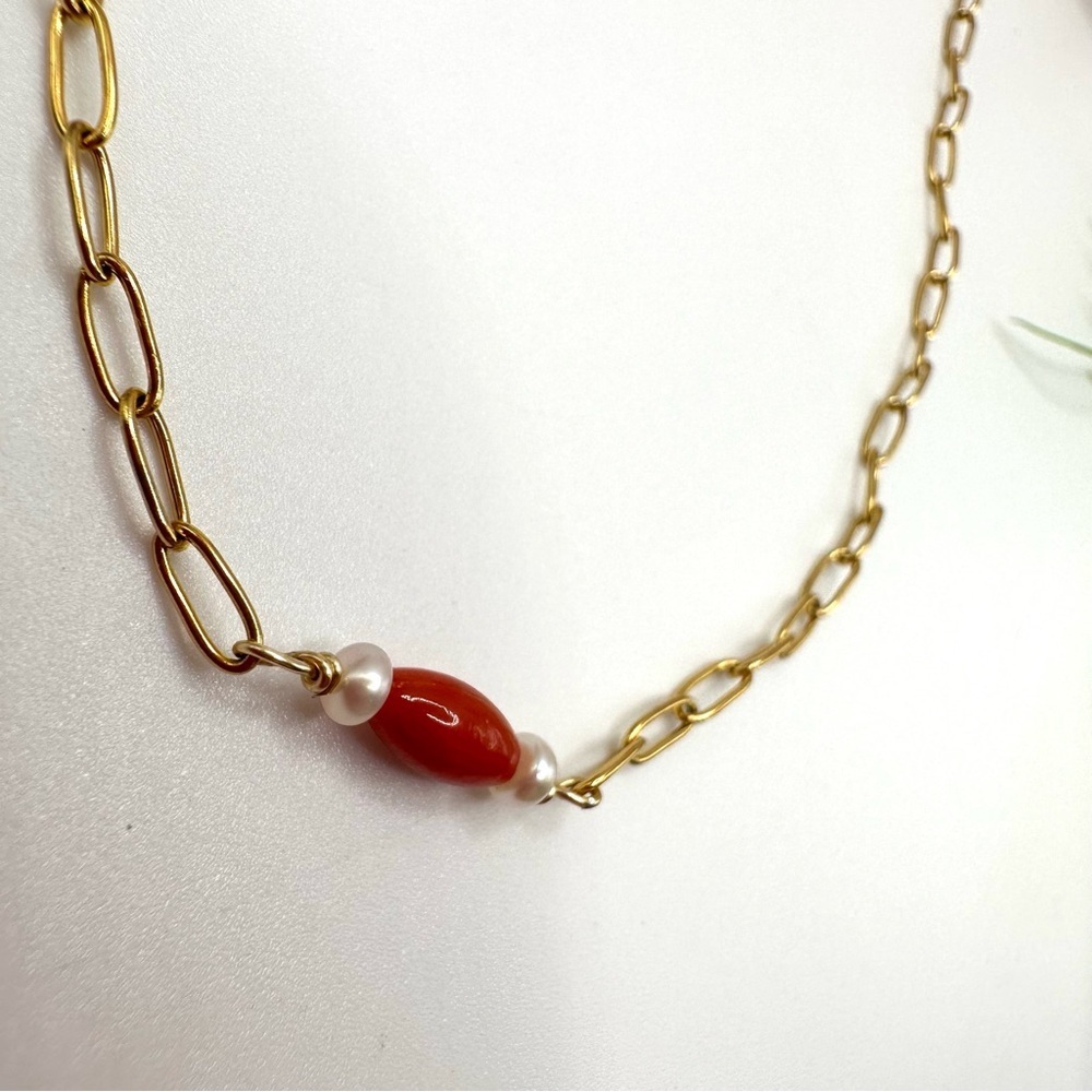 NEW⚜️“Clara” Genuine Coral Baroque Pearl Necklace - Picture 4 of 6